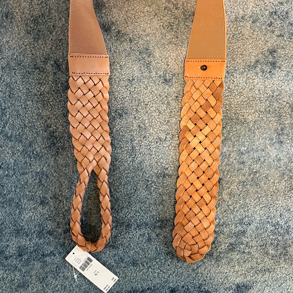 Anthropologie brown basket weave belt